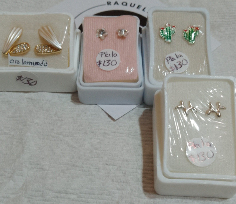 Broqueles plata y oro laminado